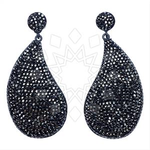 925 Sterling Silver Gem and Crystals Single Drop Earrings