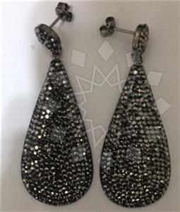 925 Sterling Silver Gem and Crystals Single Drop Earrings