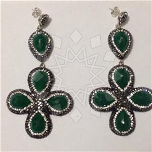 925 Sterling Silver Gem and Crystals Statement Earring