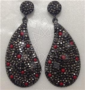 925 Sterling Silver Gem and Crystals Single Drop Earrings