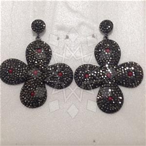 925 Sterling Silver Gem and Crystals Single Drop Earrings