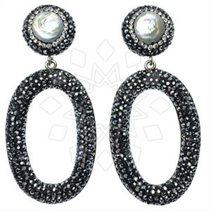 925 Sterling Silver Gem and Crystals Dangle Earrings