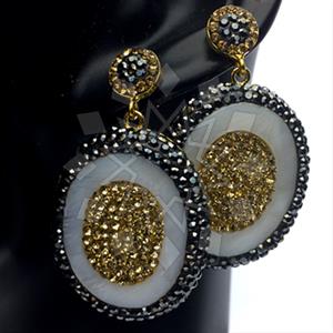 925 Sterling Silver Gem and Crystals Single Drop Earrings