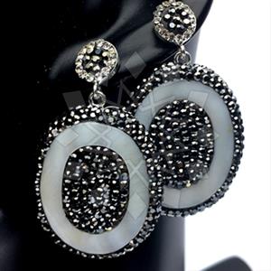 925 Sterling Silver Gem and Crystals Single Drop Earrings