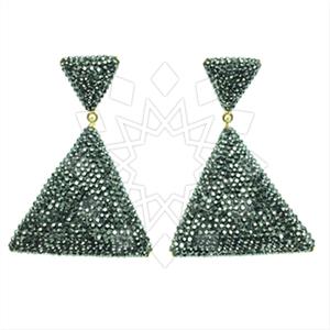 925 Sterling Silver Gem and Crystals Single Drop Earrings