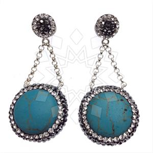 925 Sterling Silver Gem and Crystals Dangle Earrings