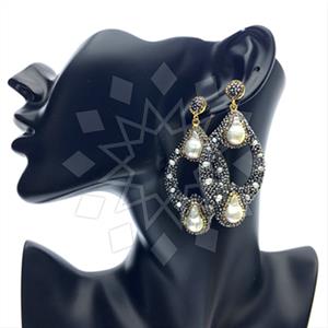 925 Sterling Silver Gem and Crystals Statement Earring
