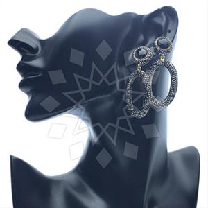 925 Sterling Silver Gem and Crystals Statement Earring