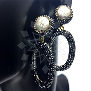 925 Sterling Silver Gem and Crystals Statement Earring