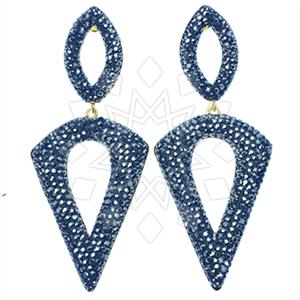 925 Sterling Silver Gem and Crystals Dangle Earrings