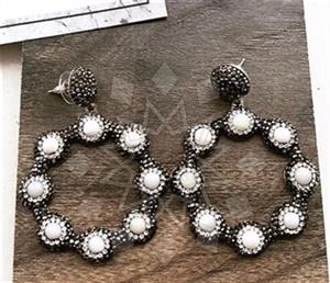 925 Sterling Silver Gem and Crystals Statement Earring