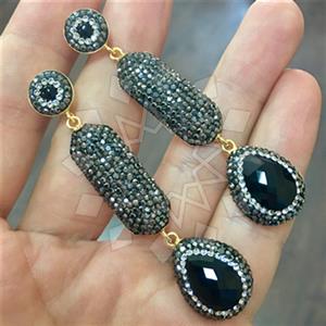 925 Sterling Silver Gem and Crystals Statement Earring