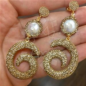 925 Sterling Silver Gem and Crystals Statement Earring