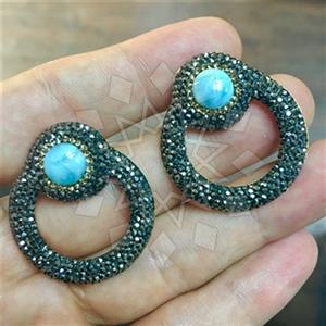 925 Sterling Silver Gem and Crystals Statement Earring