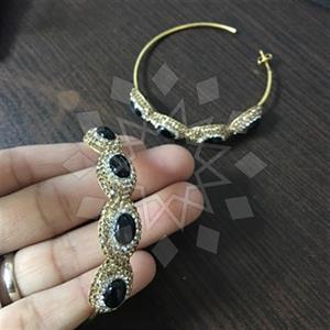 925 Sterling Silver Semi Precious Gems and Crystal  Hoop Earrings