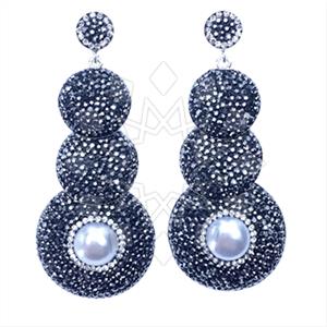 925 Sterling Silver Gem and Crystals Dangle Earrings