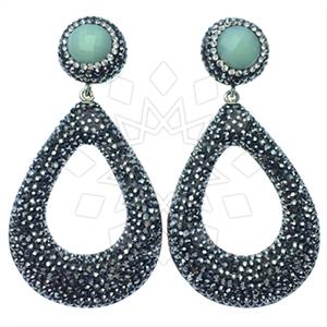 925 Sterling Silver Gem and Crystals Dangle Earrings