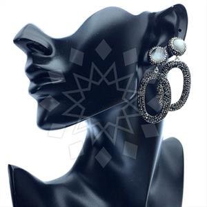 925 Sterling Silver Gem and Crystals Dangle Earrings