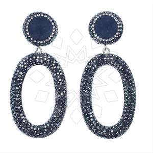 925 Sterling Silver Gem and Crystals Dangle Earrings