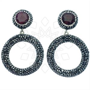 925 Sterling Silver Geometric Dangle Earrings