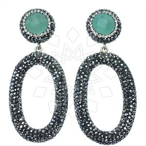 925 Sterling Silver Gem and Crystals Dangle Earrings