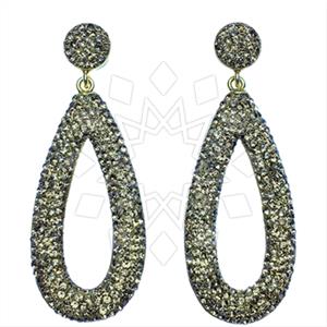 925 Sterling Silver Gem and Crystals Dangle Earrings