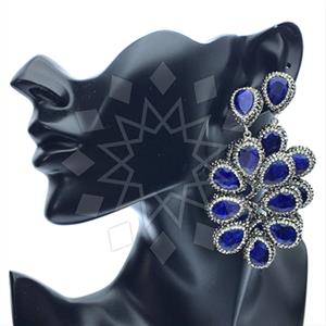 925 Sterling Silver Gem and Crystals Statement Earring