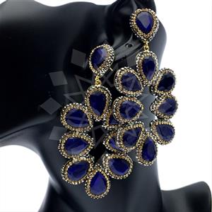 925 Sterling Silver Gem and Crystals Statement Earring