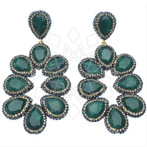 925 Sterling Silver Gem and Crystals Statement Earring