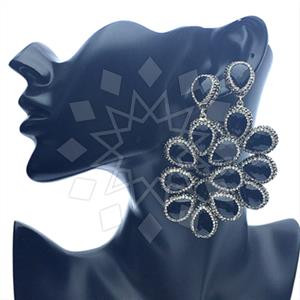 925 Sterling Silver Gem and Crystals Statement Earring