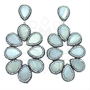 925 Sterling Silver Gem and Crystals Statement Earring