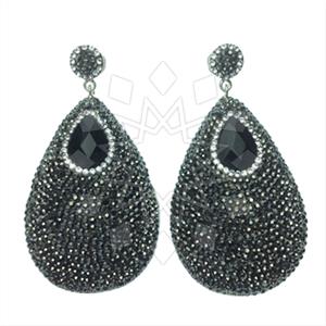 925 Sterling Silver Gem and Crystals Single Drop Earrings
