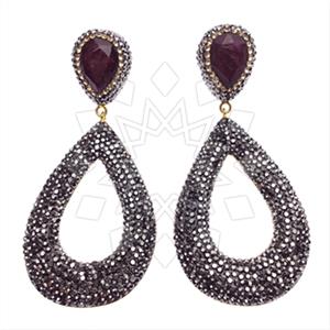 925 Sterling Silver Gem and Crystals Dangle Earrings