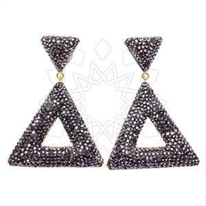 925 Sterling Silver Gem and Crystals Dangle Earrings