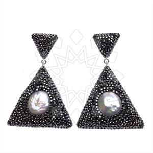 925 Sterling Silver Gem and Crystals Dangle Earrings