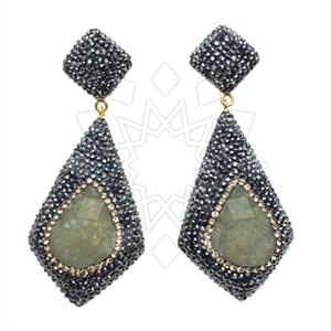 925 Sterling Silver Gem and Crystals Dangle Earrings