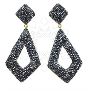 925 Sterling Silver Gem and Crystals Dangle Earrings