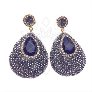 925 Sterling Silver Gem and Crystals Dangle Earrings