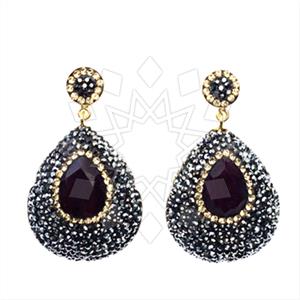 925 Sterling Silver Gem and Crystals Dangle Earrings