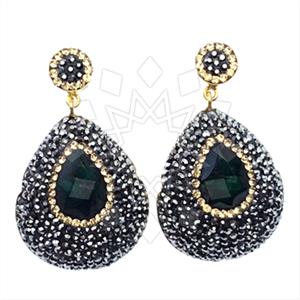 925 Sterling Silver Gem and Crystals Dangle Earrings