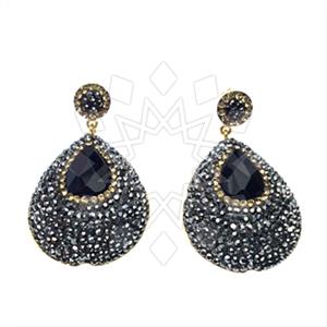 925 Sterling Silver Gem and Crystals Dangle Earrings