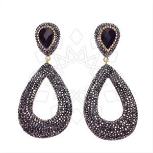 925 Sterling Silver Gem and Crystals Dangle Earrings