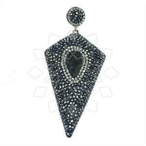 925 Sterling Silver Gem and Crystals Single Drop Gem Pendant