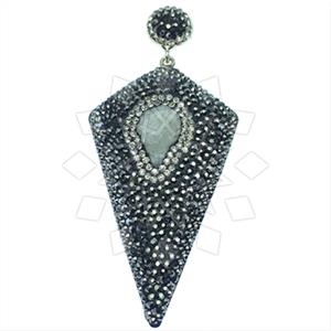 925 Sterling Silver Gem and Crystals Single Drop Gem Pendant