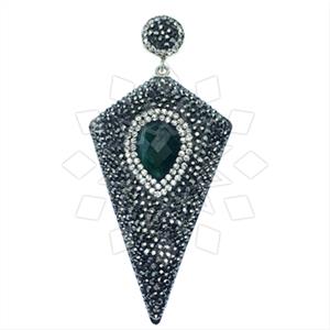 925 Sterling Silver Gem and Crystals Single Drop Gem Pendant