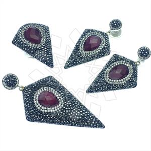 925 Sterling Silver Gem and Crystals Ring Earring Pendant Sets