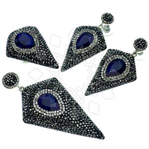 925 Sterling Silver Gem and Crystals Ring Earring Pendant Sets