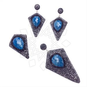 925 Sterling Silver Gem and Crystals Ring Earring Pendant Sets