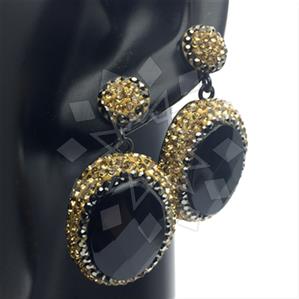 925 Sterling Silver Gem and Crystals Single Drop Earrings