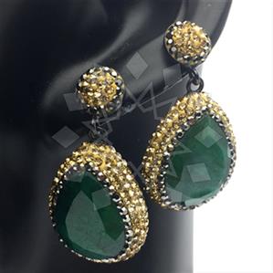 925 Sterling Silver Gem and Crystals Single Drop Earrings